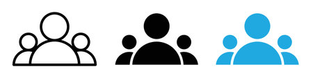 Team icon logo sign vector outline in black and white color
