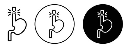 Esophageal cancer icon logo sign vector outline in black and white colorのイラスト素材