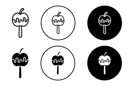 Caramelized apple icon logo sign vector outline in black and white colorのイラスト素材