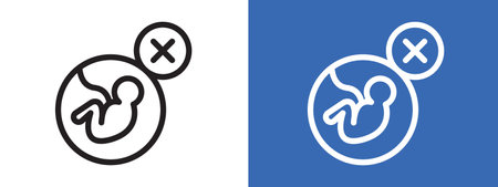 Abortion of fetus icon logo sign vector outline in black and white colorのイラスト素材