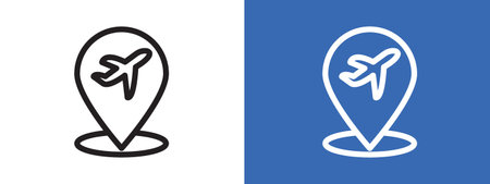 Airport location icon logo sign vector outline in black and white colorのイラスト素材
