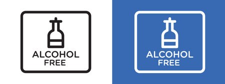 Alcohol free icon logo sign vector outline in black and white colorのイラスト素材