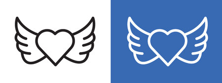 angel wing icon logo sign vector outline in black and white colorのイラスト素材