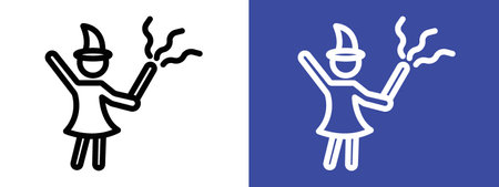 Black magic icon logo sign vector outline in black and white colorのイラスト素材