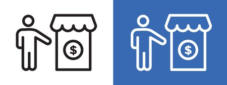 Buyer, shopper icon logo sign vector outline in black and white colorのイラスト素材