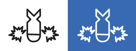 Bomb icon logo sign vector outline in black and white colorのイラスト素材