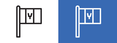 Barbados country flag icon logo sign vector outline in black and white colorのイラスト素材