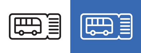 Bus Ticket icon logo sign vector outline in black and white colorのイラスト素材