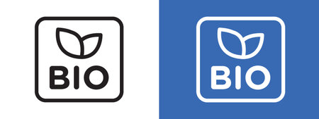 Bio vector icon logo sign vector outline in black and white colorのイラスト素材