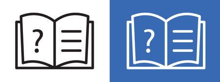 book with question mark icon logo sign vector outline in black and white colorのイラスト素材