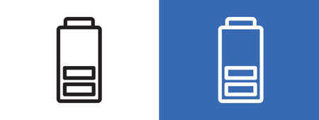 Battery icon logo sign vector outline in black and white colorのイラスト素材