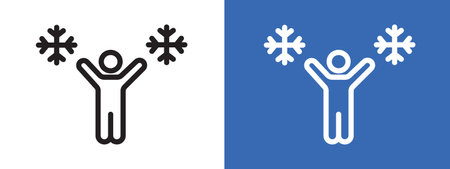 Child playing snow icon logo sign vector outline in black and white colorのイラスト素材