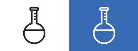 Chemical flask icon logo sign vector outline in black and white colorのイラスト素材