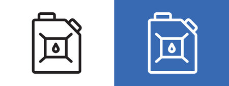 canister of motor oil icon logo sign vector outline in black and white colorのイラスト素材