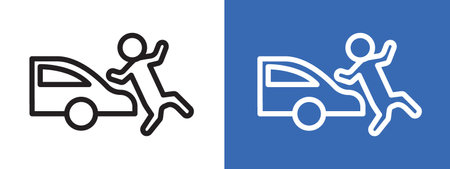 car Accident icon logo sign vector outline in black and white colorのイラスト素材