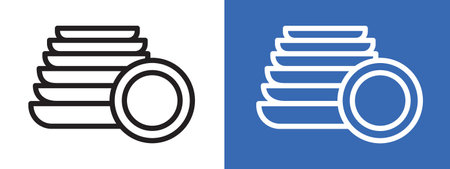 Clean stack plates icon logo sign vector outline in black and white colorのイラスト素材