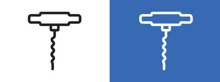 Corkscrew opener icon logo sign vector outline in black and white colorのイラスト素材