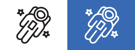 Cosmonaut icon logo sign vector outline in black and white colorのイラスト素材