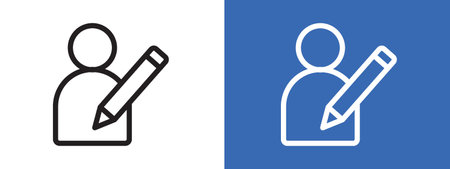 Edit user icon logo sign vector outline in black and white colorのイラスト素材