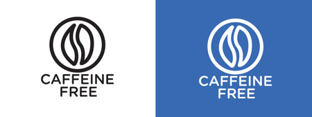 coffeine free icon logo sign vector outline in black and white colorのイラスト素材