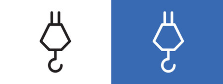 Crane hook icon logo sign vector outline in black and white colorのイラスト素材