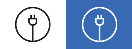 Electrical plug icon logo sign vector outline in black and white colorのイラスト素材