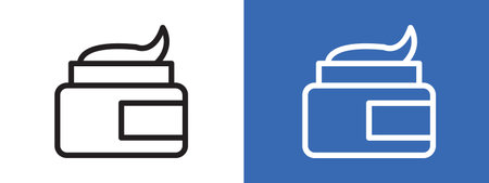 Cream jar icon logo sign vector outline in black and white colorのイラスト素材