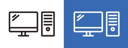 Computer Technology icon logo sign vector outline in black and white colorのイラスト素材