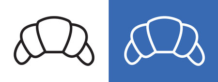 Croissant icon logo sign vector outline in black and white colorのイラスト素材