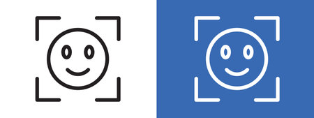 face id icon logo sign vector outline in black and white color