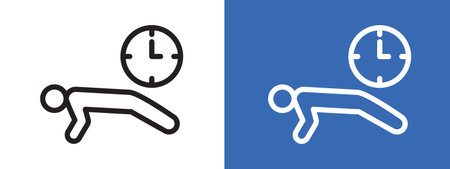 exercise time icon logo sign vector outline in black and white colorのイラスト素材