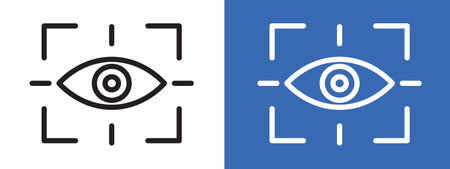 Eye scanner icon logo sign vector outline in black and white colorのイラスト素材
