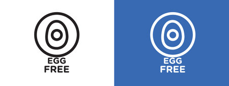 egg free icon logo sign vector outline in black and white colorのイラスト素材