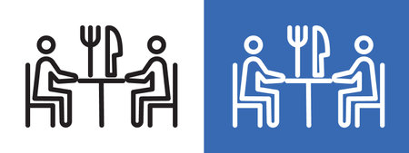 Food and restaurant icon logo sign vector outline in black and white colorのイラスト素材