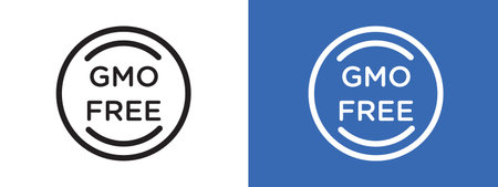 gmo free icon logo sign vector outline in black and white colorのイラスト素材
