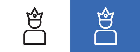 King icon logo sign vector outline in black and white colorのイラスト素材