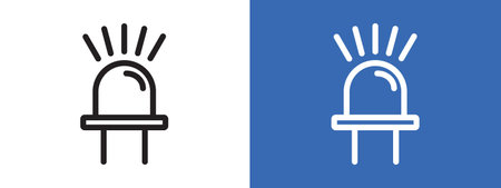 Led light bulb icon logo sign vector outline in black and white colorのイラスト素材