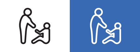 Person help someone icon logo sign vector outline in black and white colorのイラスト素材