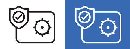 Safe vault box icon logo sign vector outline in black and white colorのイラスト素材