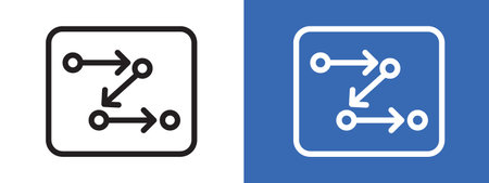 Process, method, step, procedure or workflow icon logo sign vector outline in black and white colorのイラスト素材