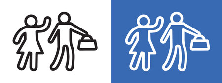 Purse snatcher icon logo sign vector outline in black and white colorのイラスト素材