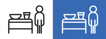 restaurant Waiter icon logo sign vector outline in black and white colorのイラスト素材