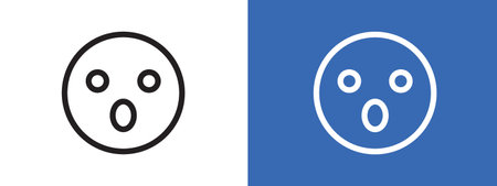 Shocked face icon logo sign vector outline in black and white colorのイラスト素材