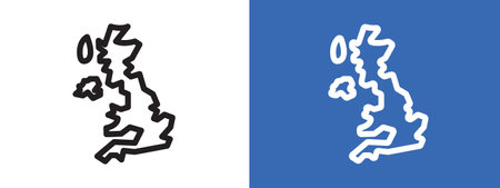 United Kingdom map icon logo sign vector outline in black and white colorのイラスト素材