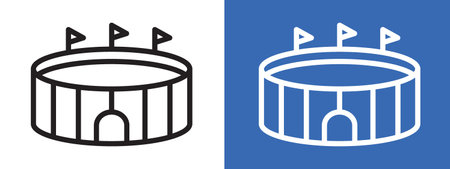 stadium icon logo sign vector outline in black and white colorのイラスト素材