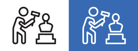 Sculptor icon logo sign vector outline in black and white colorのイラスト素材