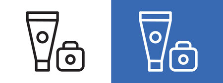 Skincare products icon logo sign vector outline in black and white colorのイラスト素材