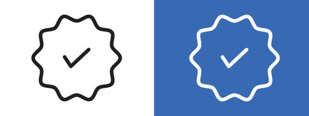 Verified badge icon logo sign vector outline in black and white colorのイラスト素材