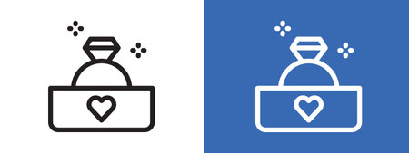 Wedding ring icon logo sign vector outline in black and white colorのイラスト素材