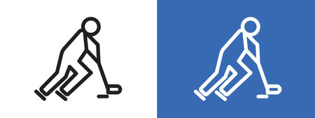 Hockey player icon logo sign vector outline in black and white colorのイラスト素材